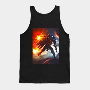 Human/Alien War - Returning Fire! - AI Generated Sci Fi Concept Art - Tank Top